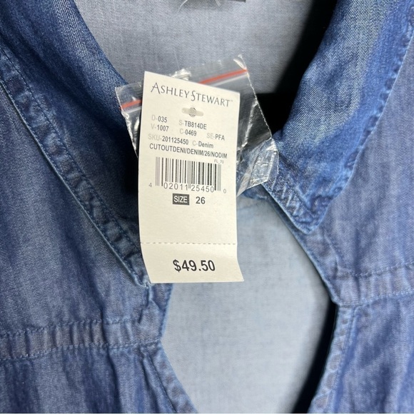 Ashley Stewart Denim Cut Out Blouse - Picture 7 of 8